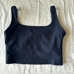 Women's Black Athleisure/Athletic Crop Top with Sports Bra